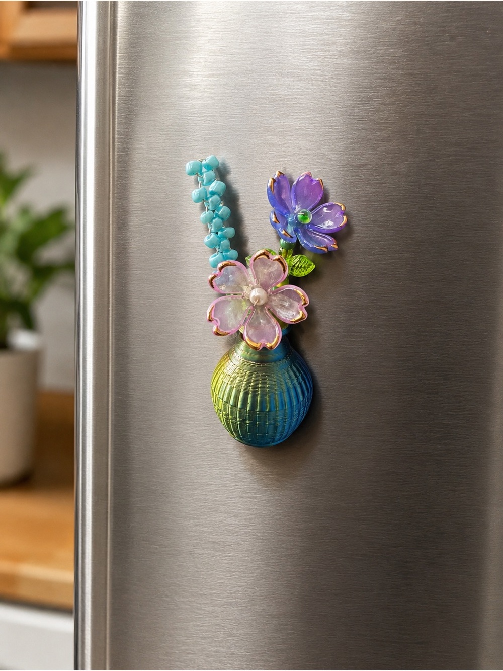 Handmade Beaded Flower Bouquet fridge magnets pick one